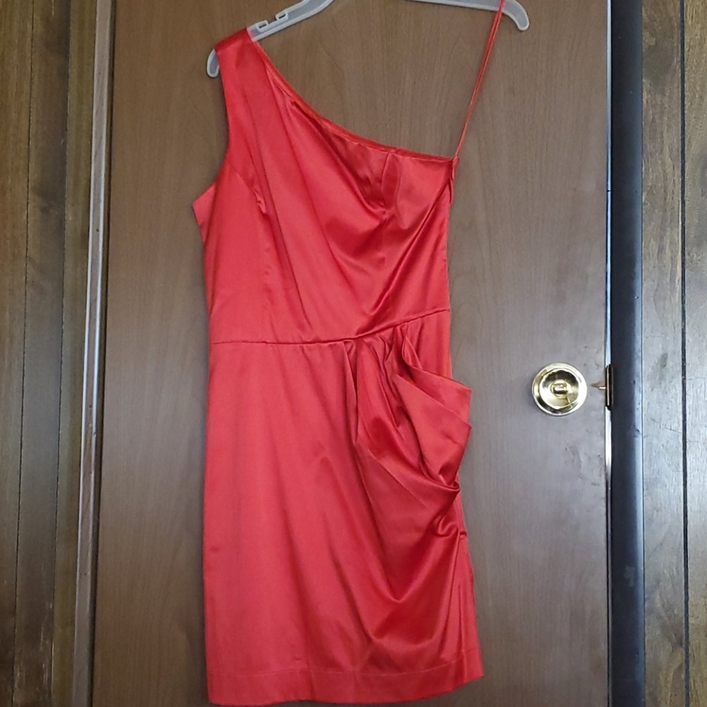 Satin, One shoulder cocktail dress